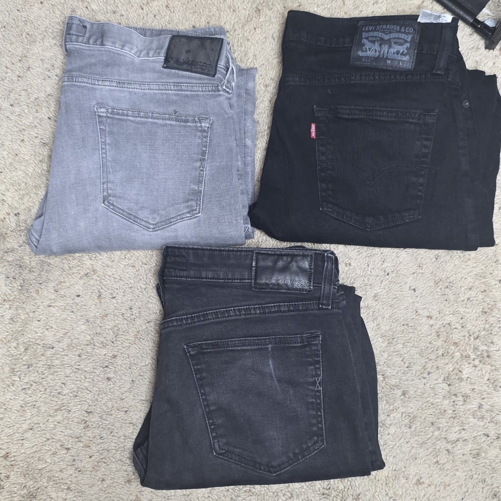 Levi's And Express Men's Slim Jeans in Black and Gray
